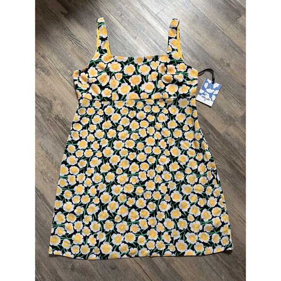 Diane Von Furstenberg x Target Mini Shift Dress Poppy Yellow Black Size 12 DVF - Picture 1 of 5